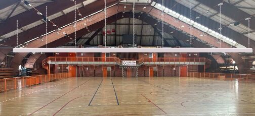 Хорошая цена Автоматическая система электрического управления разделитель занавес высокая прочность ткань настраиваемый цвет для внутренних видов спорта онлайн